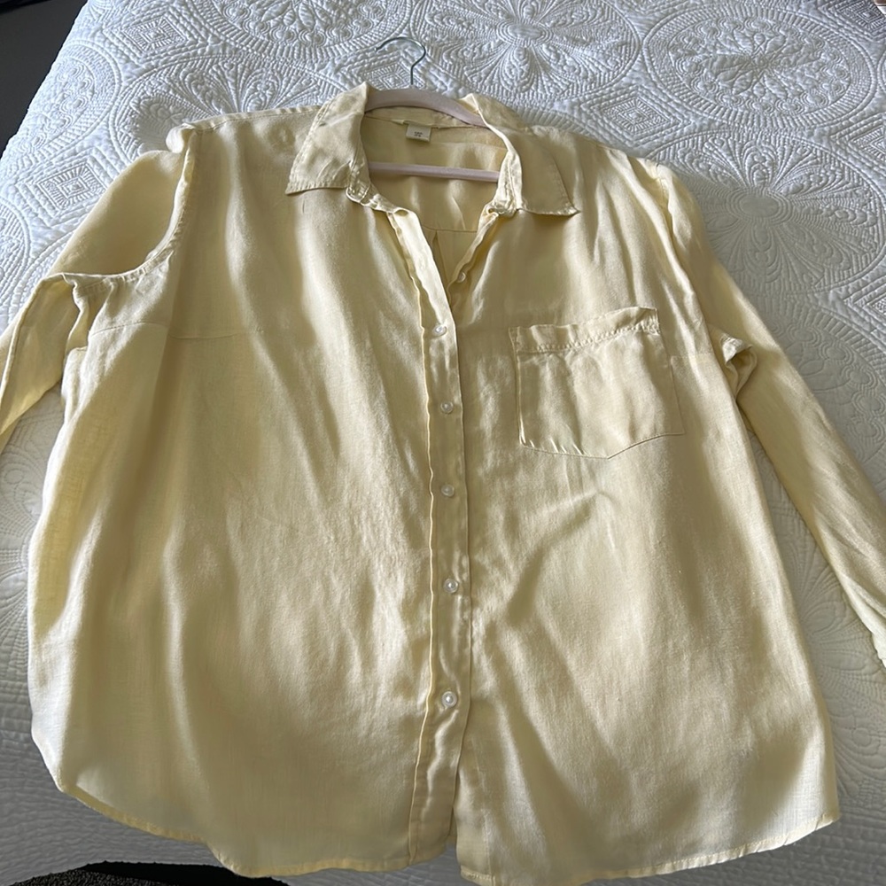 Yellow linen oversized blouse